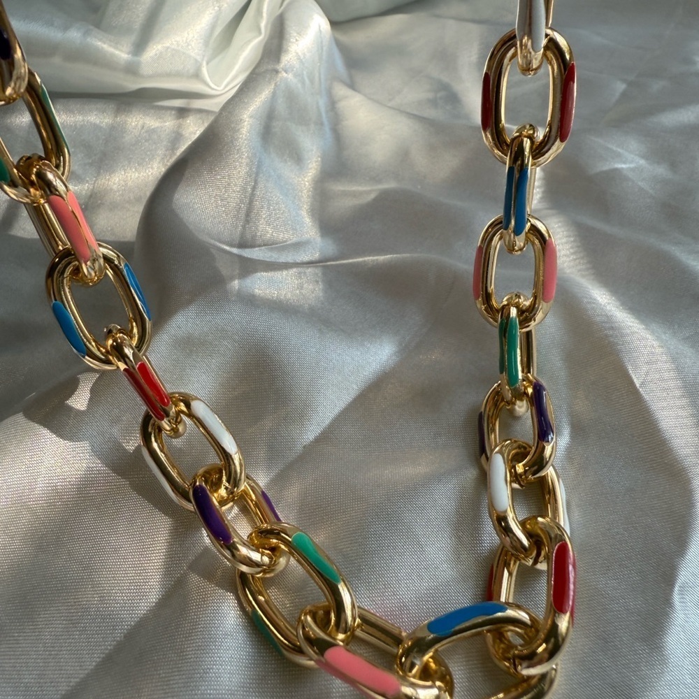 Colorful Gold Chain Necklace and Bracelet Set - Picture 13 of 16